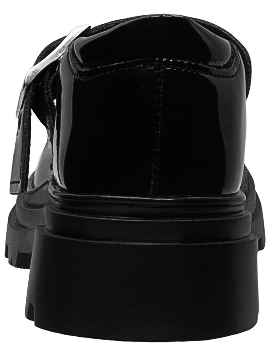 Zapato Escolar Tipo Mary Jane Charol Negro Niña Coqueta