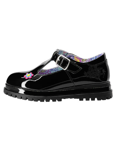 Zapato Escolar Charol Tipo Mary Jane Flor Niña Distroller®