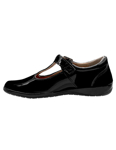 Zapato Escolar de Charol Negro para Niña Antiderrapante Ajuste Hebilla