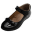 Zapato Escolar de Charol Negro con Moño Para Niña Antiderrapante con Broche Velcro