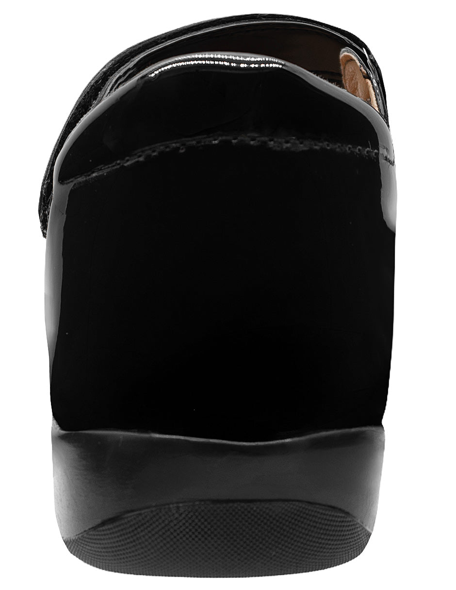 Zapato Escolar de Charol Negro con Moño Para Niña Antiderrapante con Broche Velcro