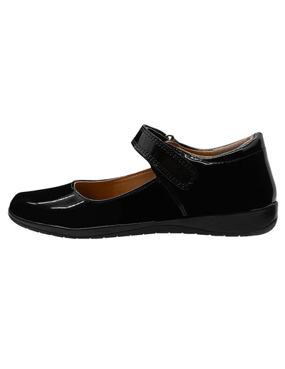 Zapato Escolar de Charol Negro Para Niña Antiderrapante con Broche Velcro
