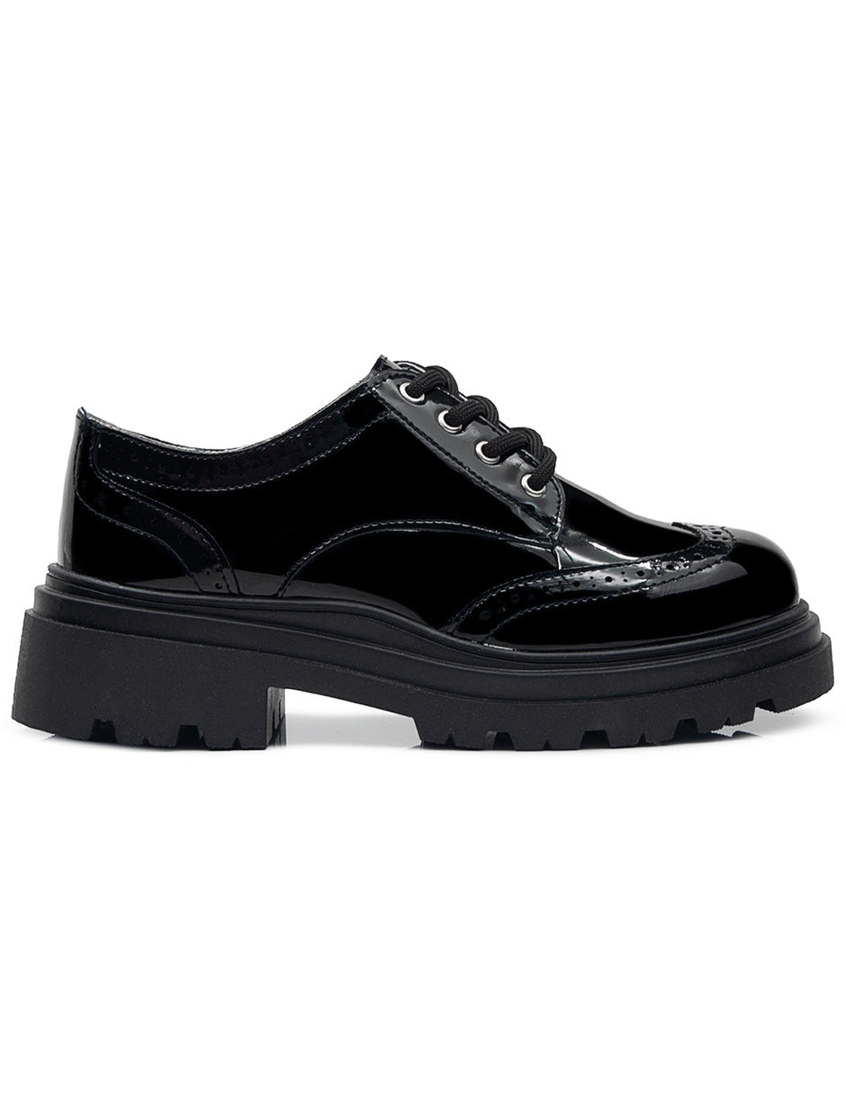 Zapato Choclo Escolar Casual Charol Negro Niña Karsten