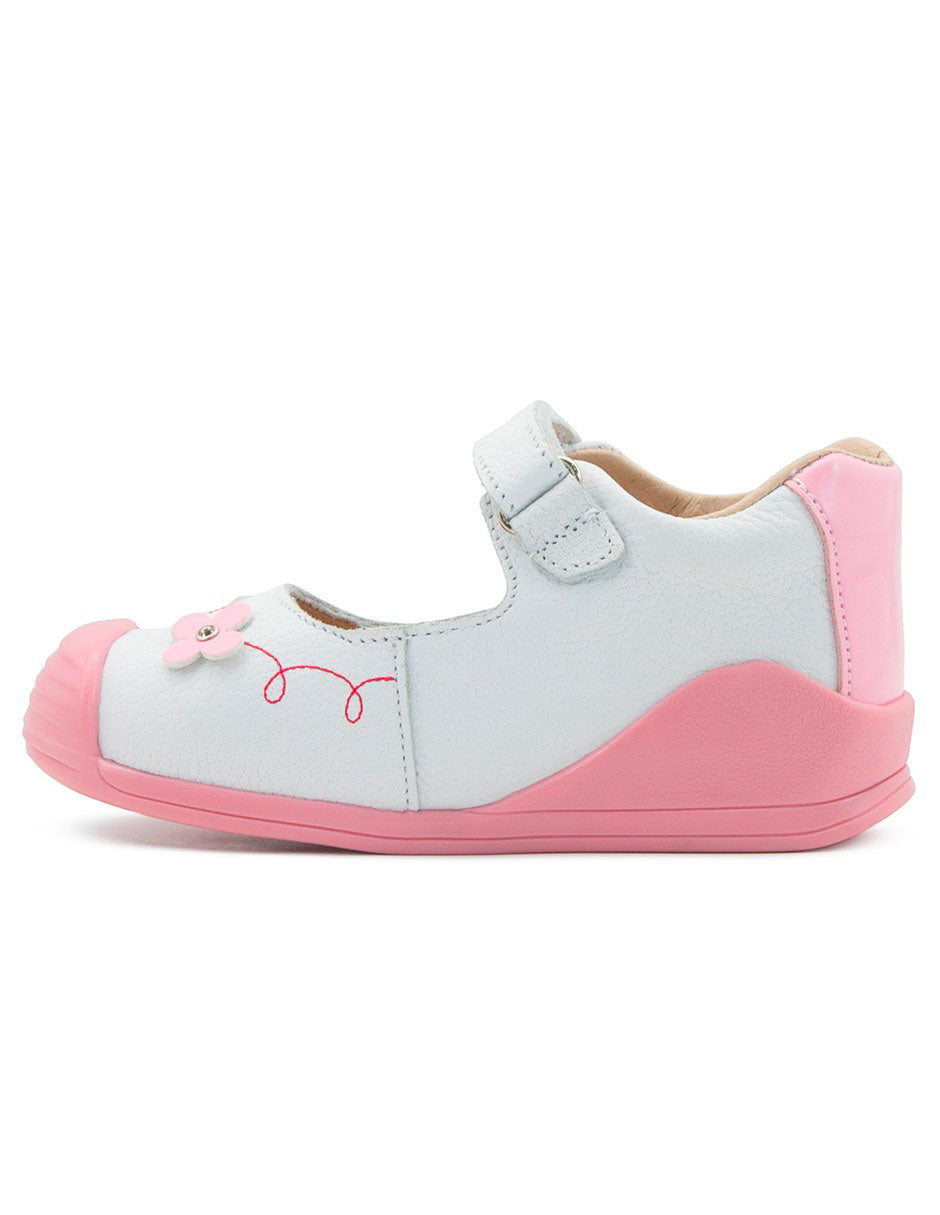 Zapato Primeros Pasos Mary Jane Blanco Rosa Niña Karsten