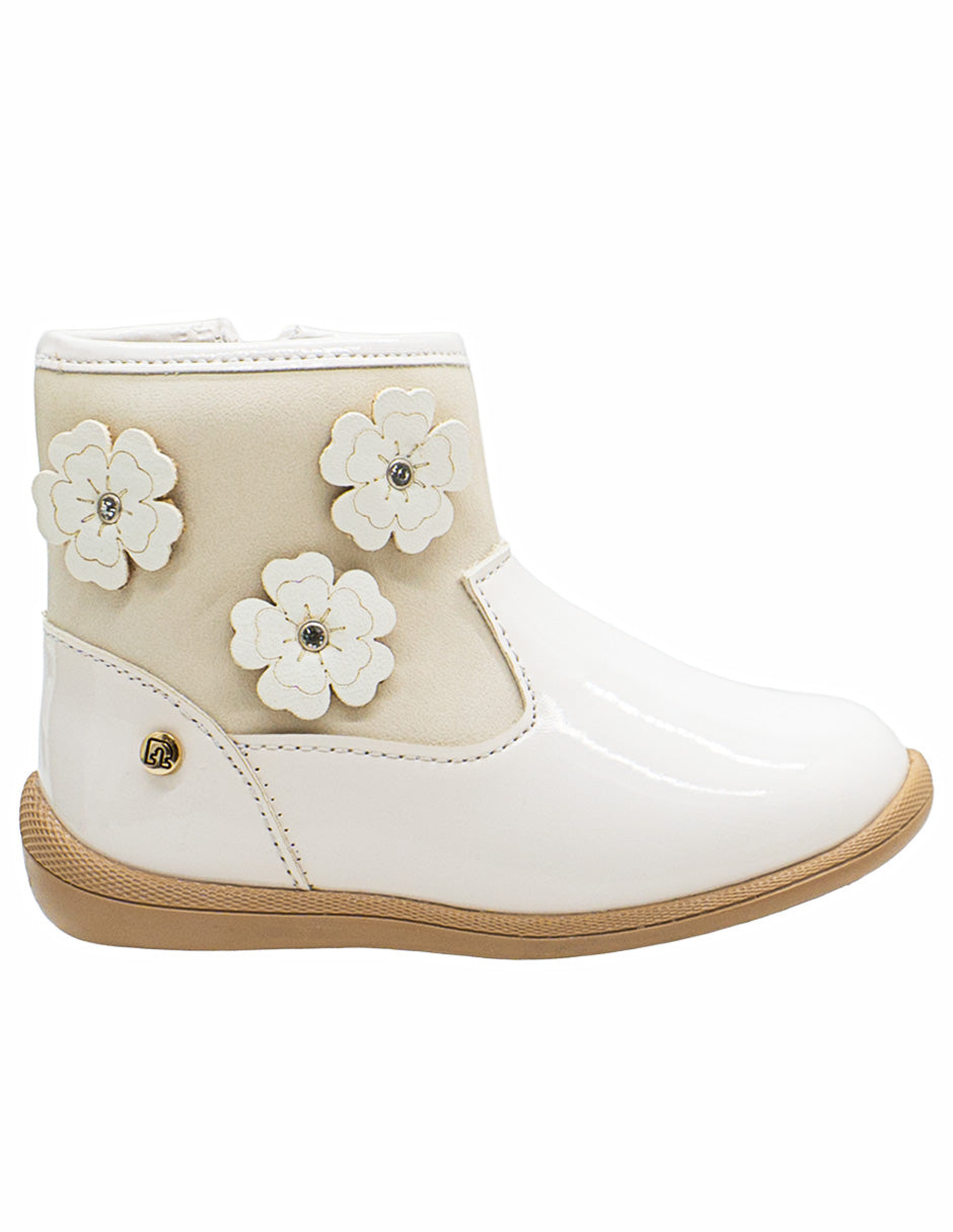 Bota Charol Hueso Flores Niña  Ninos®
