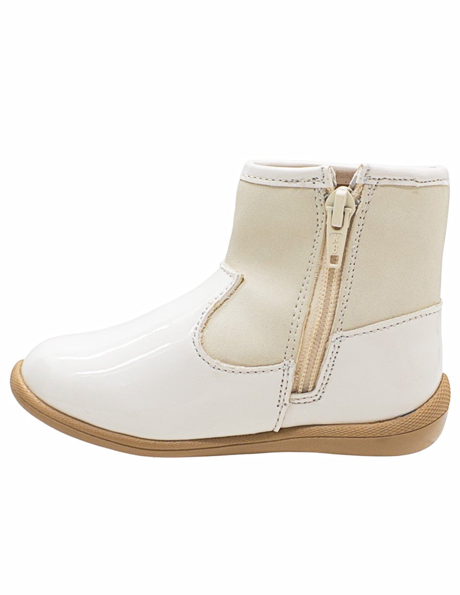 Bota Charol Hueso Flores Niña  Ninos®