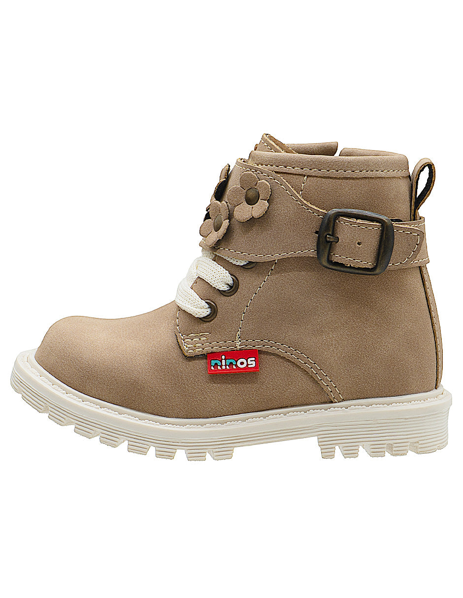Botín Beige Flores Niña Ninos®