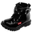 Botines Niña Charol Negro Detalle Floral Ninos