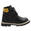 Bota Casual Niños de Ajuste Doble Velkro, Color Negro con Detalles en Mostaza y Café