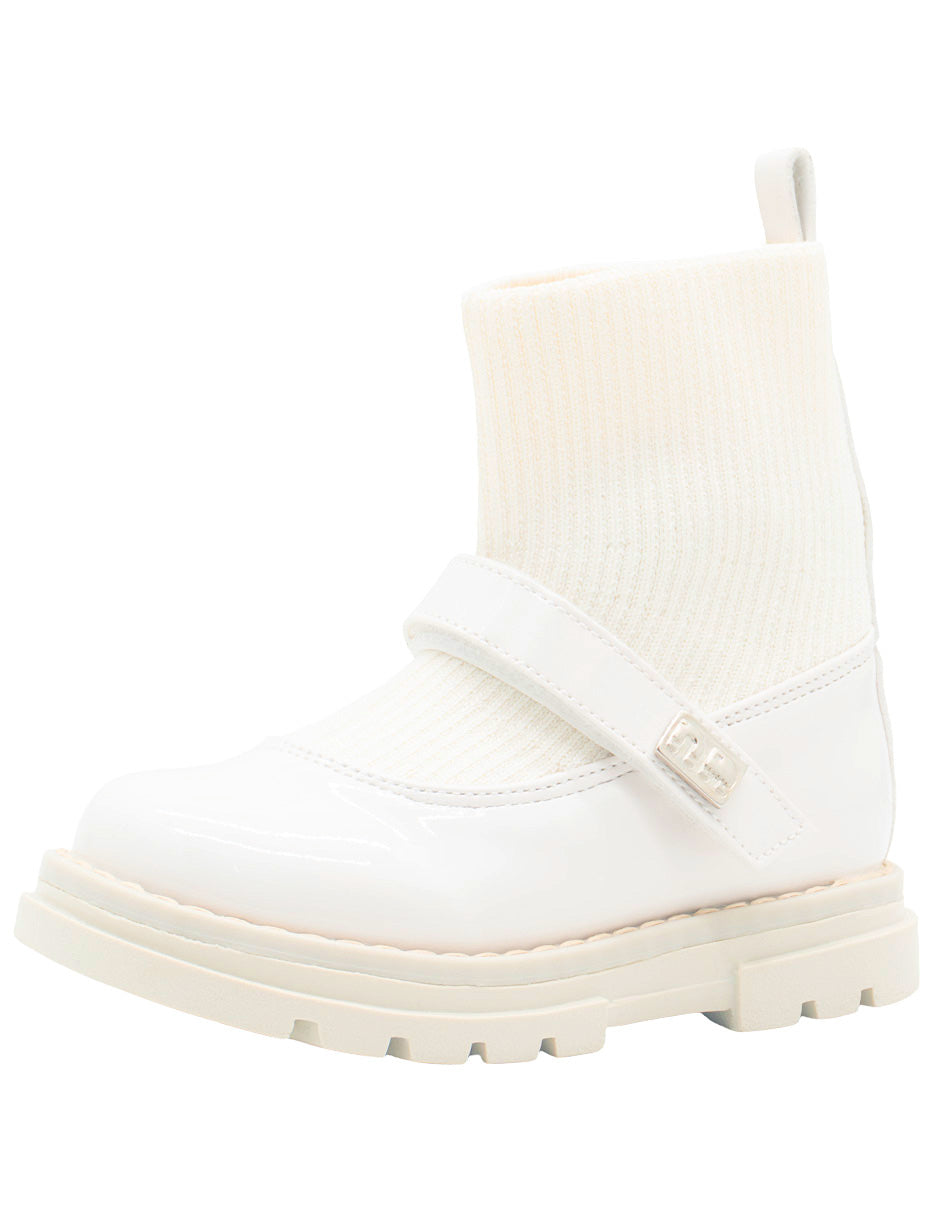 Bota Calcetín Para Niña Charol Hueso Ninos®