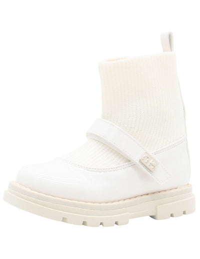 Bota Calcetín Para Niña Charol Hueso Ninos®
