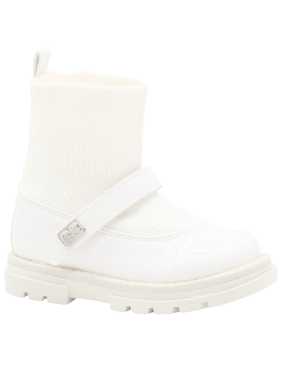 Bota Calcetín Para Niña Charol Hueso Ninos®