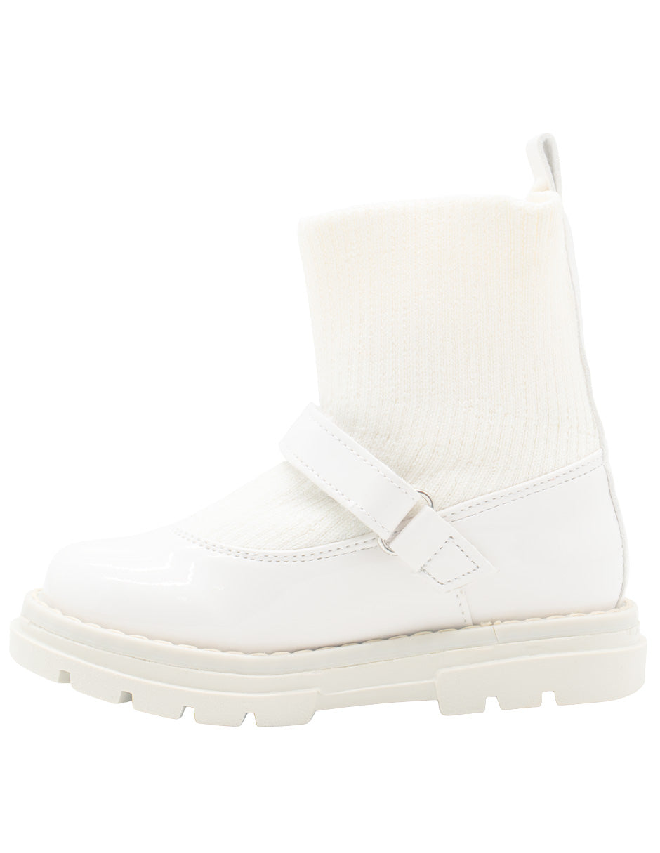 Bota Calcetín Para Niña Charol Hueso Ninos®