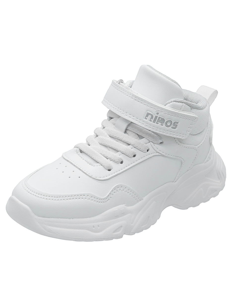 Tenis Escolar Unisex Tipo Bota Blanco Ninos®