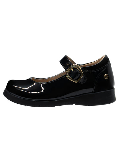 Zapato Escolar Niña Mary Jane Charol Negro Hebilla Ninos