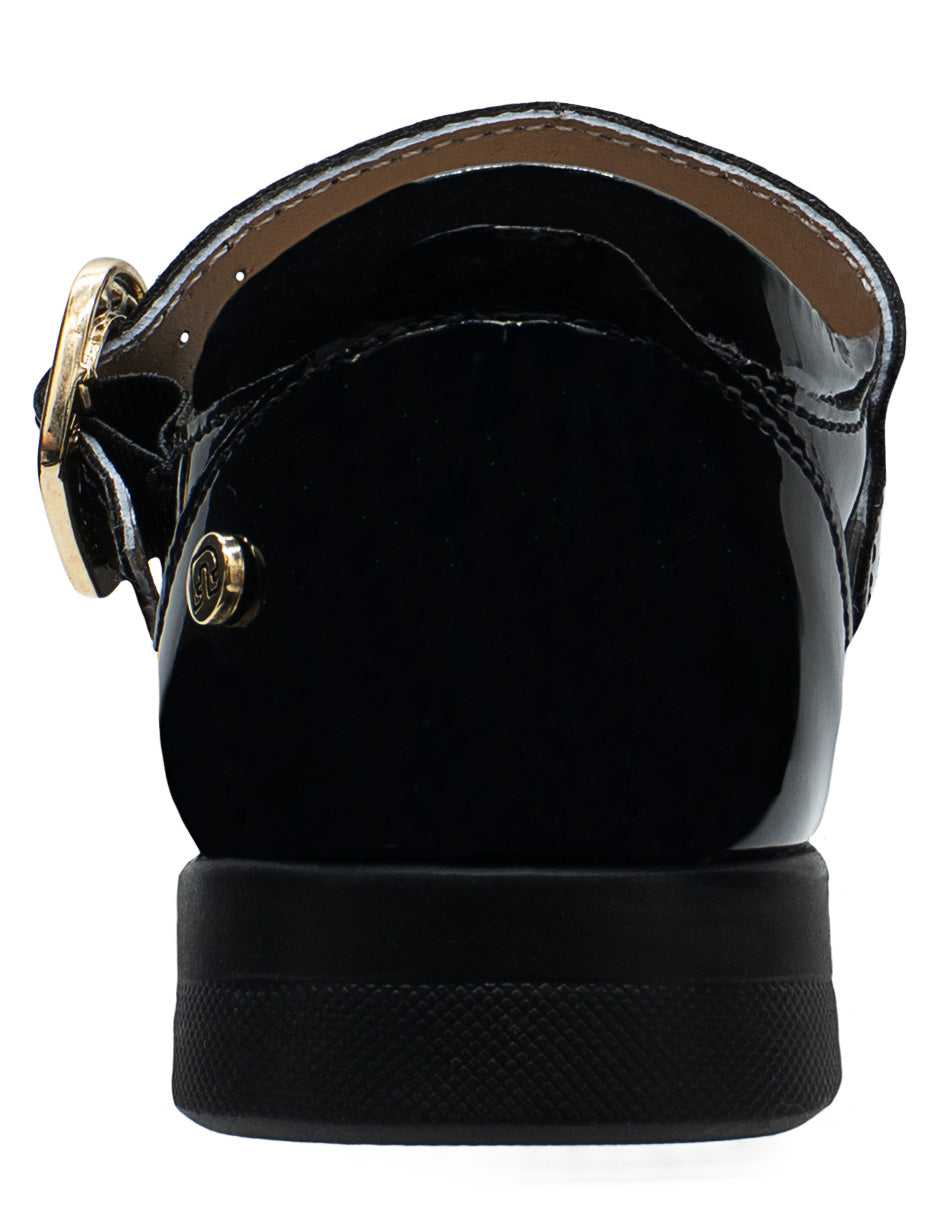 Zapato Escolar Niña Mary Jane Charol Negro Hebilla Ninos