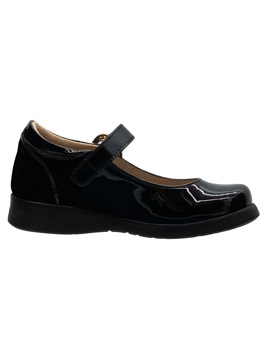 Zapato Escolar Niña Mary Jane Charol Negro Hebilla Ninos