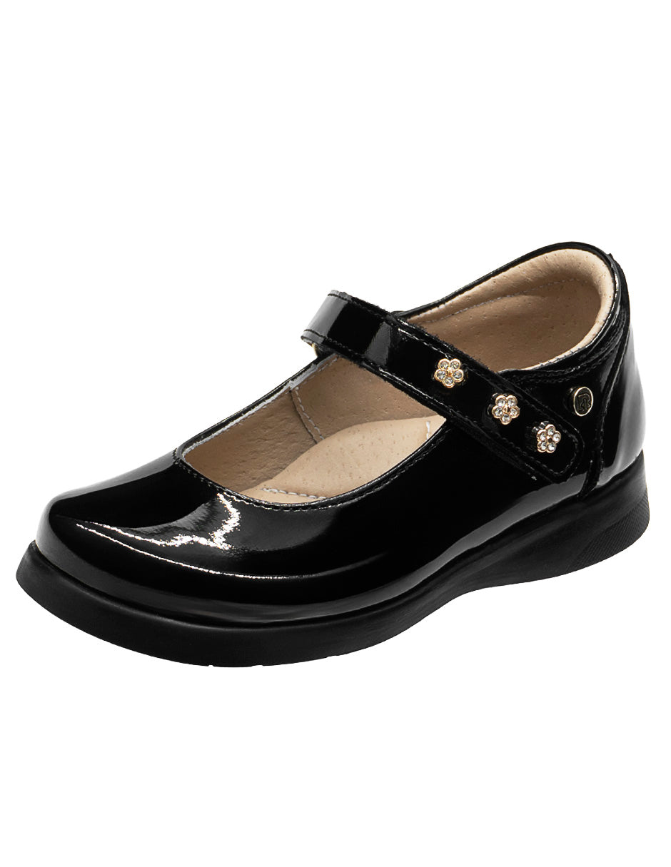 Zapato Escolar Mary Jane Niña Charol Negro Ninos