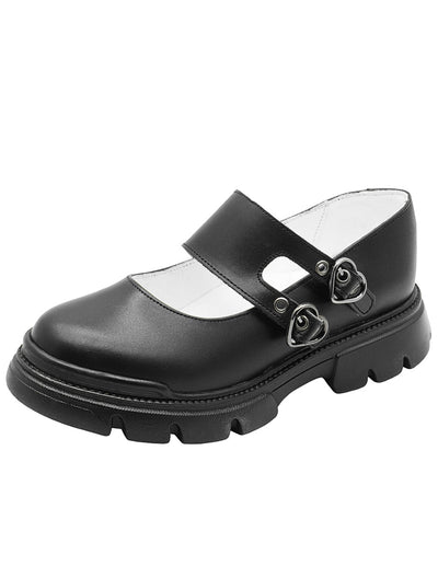 Zapato Niña Mary Jane Negro Corazón y Suela Chunky Track