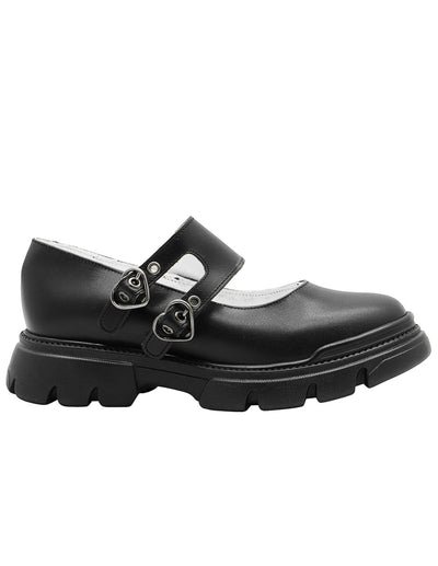 Zapato Niña Mary Jane Negro Corazón y Suela Chunky Track