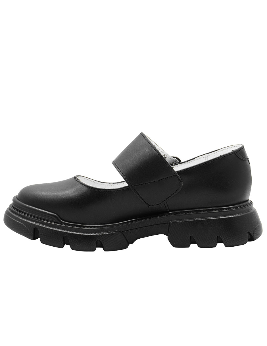 Zapato Niña Mary Jane Negro Corazón y Suela Chunky Track