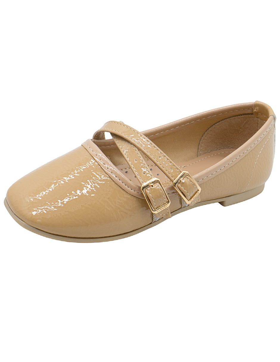 Ballerina Flat Charol Beige Niña Ninos®