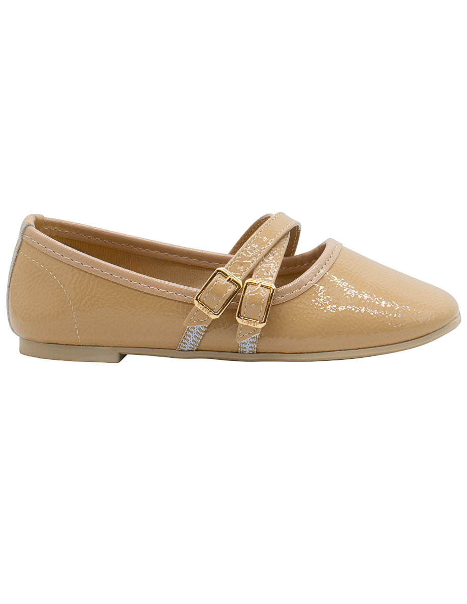 Ballerina Flat Charol Beige Niña Ninos®