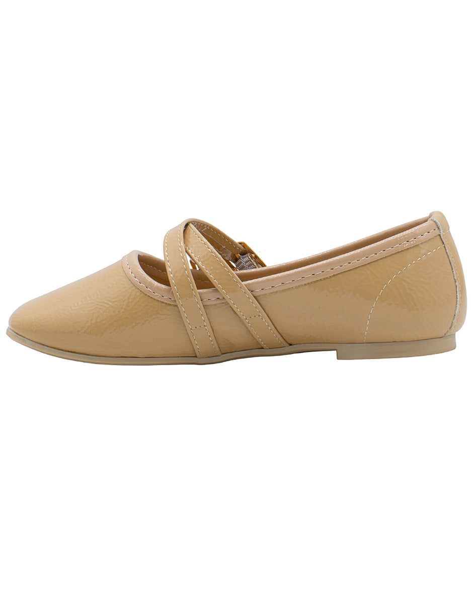 Ballerina Flat Charol Beige Niña Ninos®