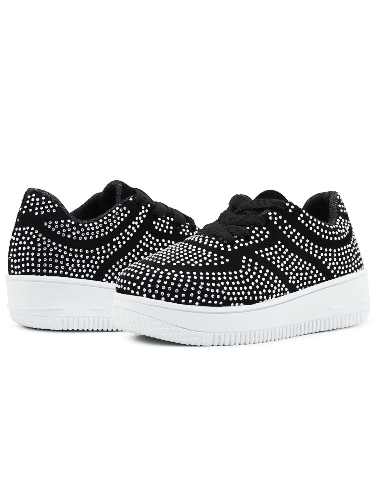 Tenis Niña CasuaIes Negros Pedrería Suela Tipo Chunky Ninos