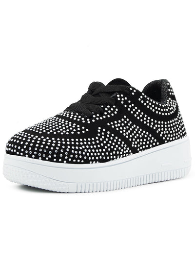 Tenis Niña CasuaIes Negros Pedrería Suela Tipo Chunky Ninos