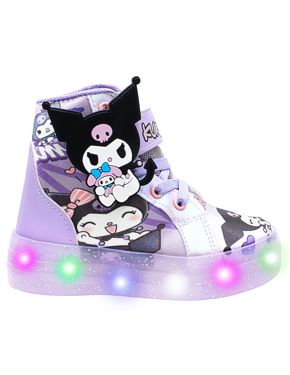 Tenis Lila Tipo Bota LED Niña Pequenos Pasos