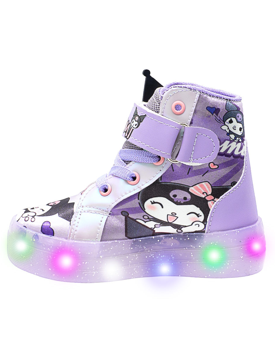Tenis Lila Tipo Bota LED Niña Pequenos Pasos