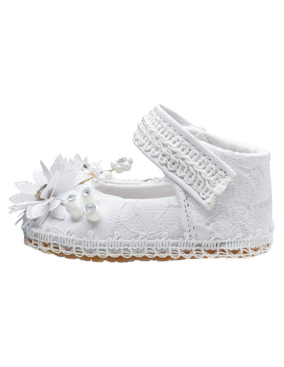 Zapato Encaje Flores Ceremonia Bebé Pequenos Pasos