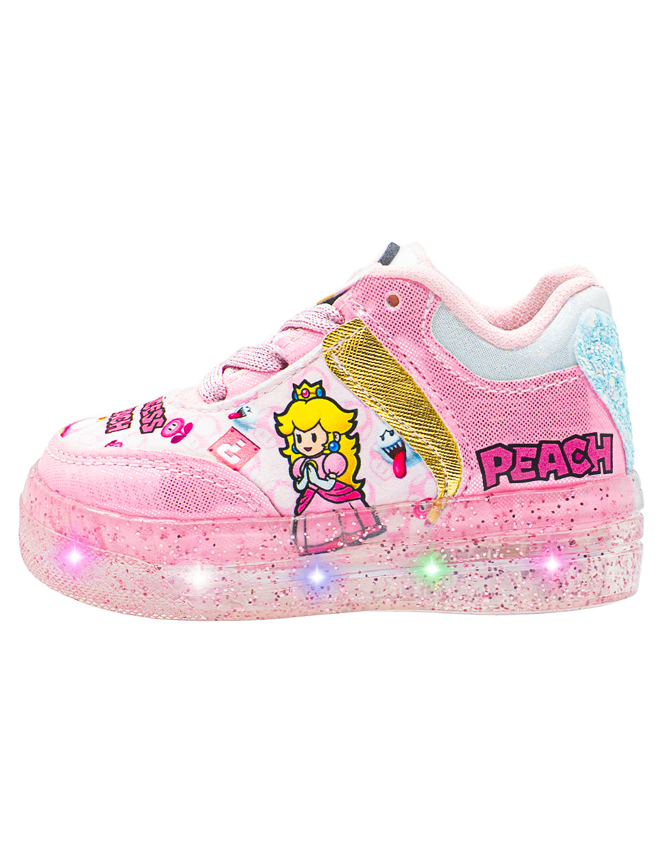 Tenis Choclo Rosa LED Princesa Niña Pequenos Pasos