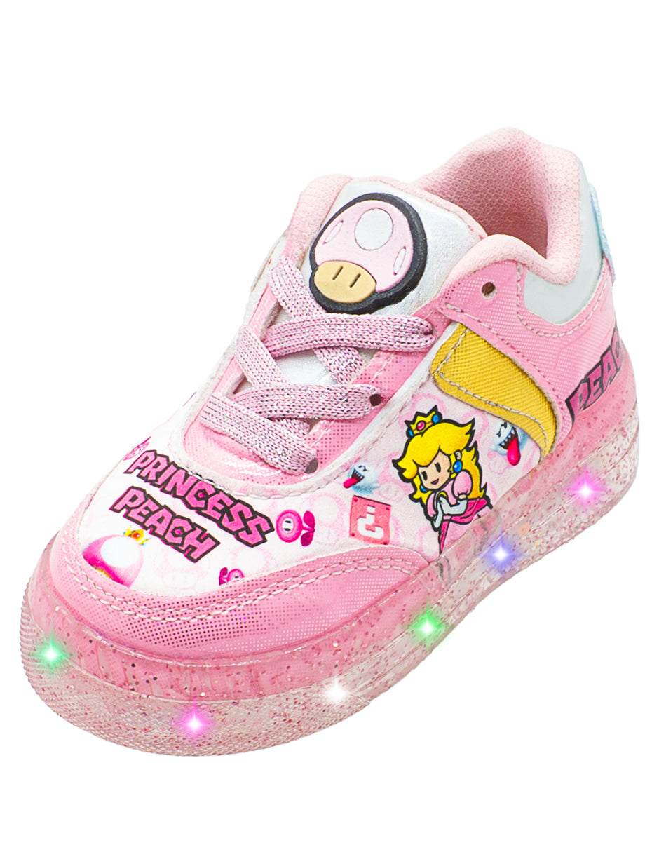 Tenis Choclo Rosa LED Princesa Niña Pequenos Pasos