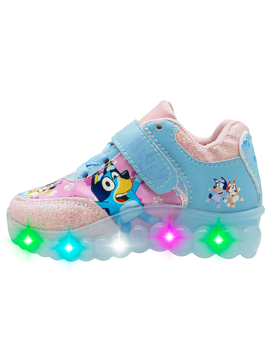 Tenis Choclo Azul Rosa LED Dog Niña Pequenos Pasos