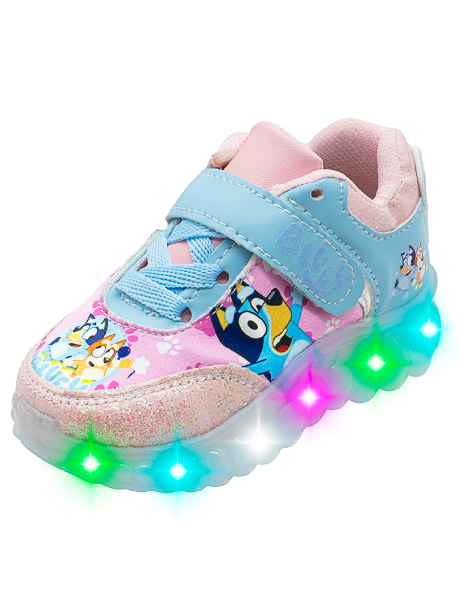 Tenis Choclo Azul Rosa LED Dog Niña Pequenos Pasos