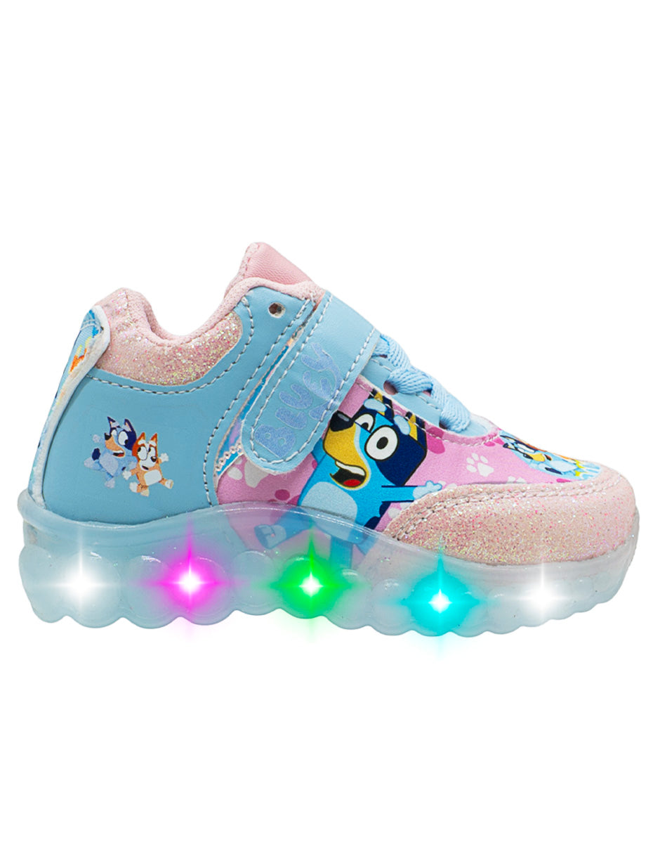 Tenis Choclo Azul Rosa LED Dog Niña Pequenos Pasos