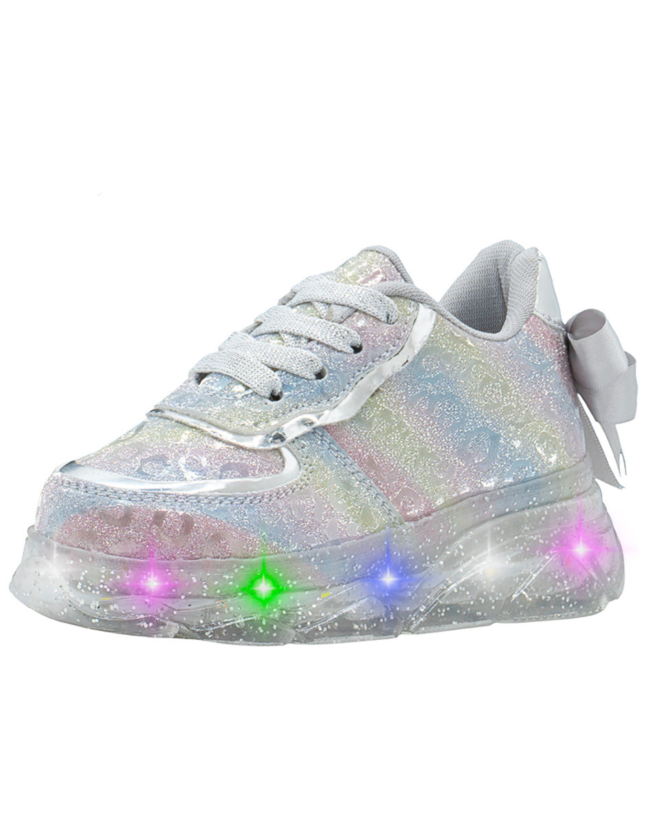 Tenis LED Niña Glitter Moño Niña Pequeños Pasos