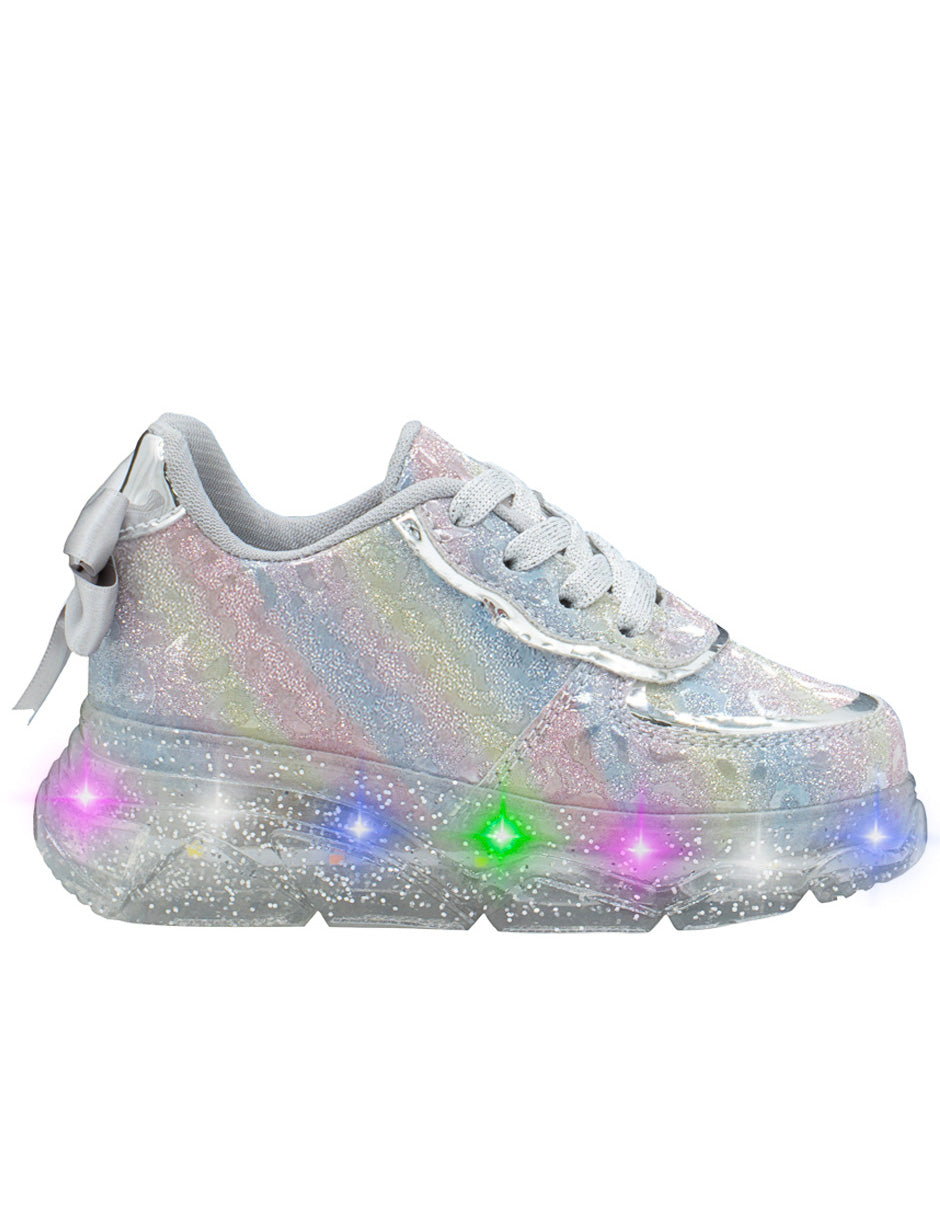 Tenis LED Niña Glitter Moño Niña Pequeños Pasos
