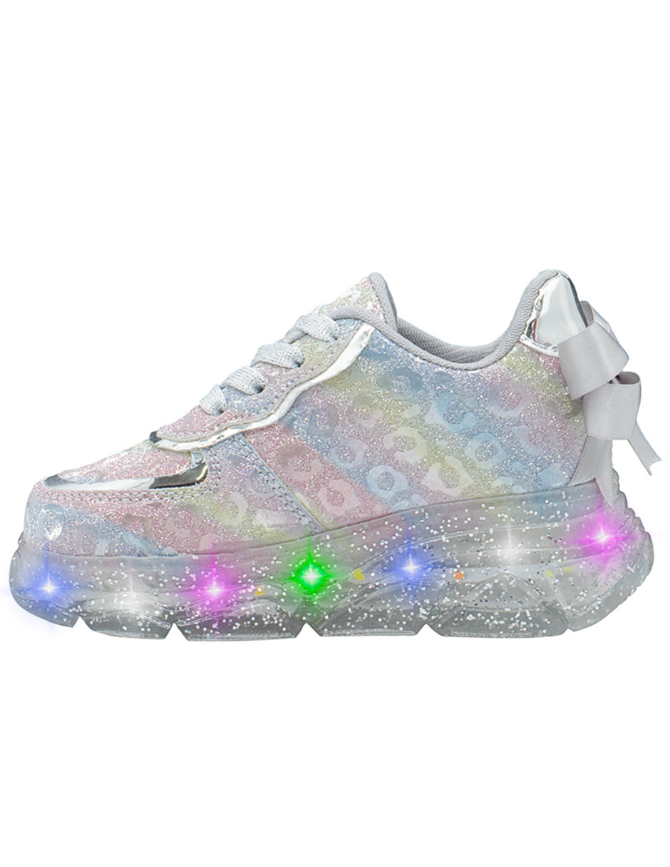 Tenis LED Niña Glitter Moño Niña Pequeños Pasos