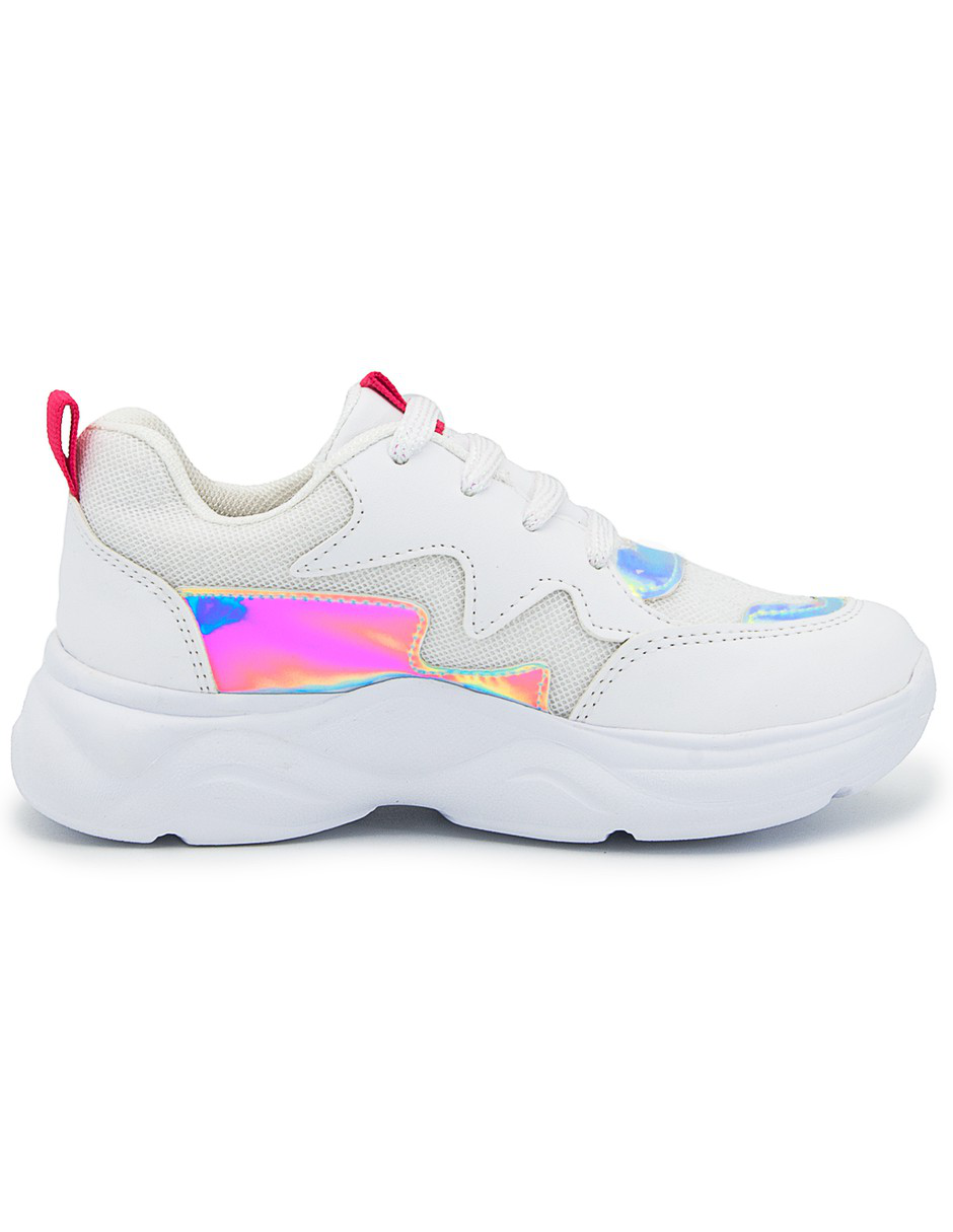 Tenis Casuales Chunky Niña Blanco Tornasol Tropicana