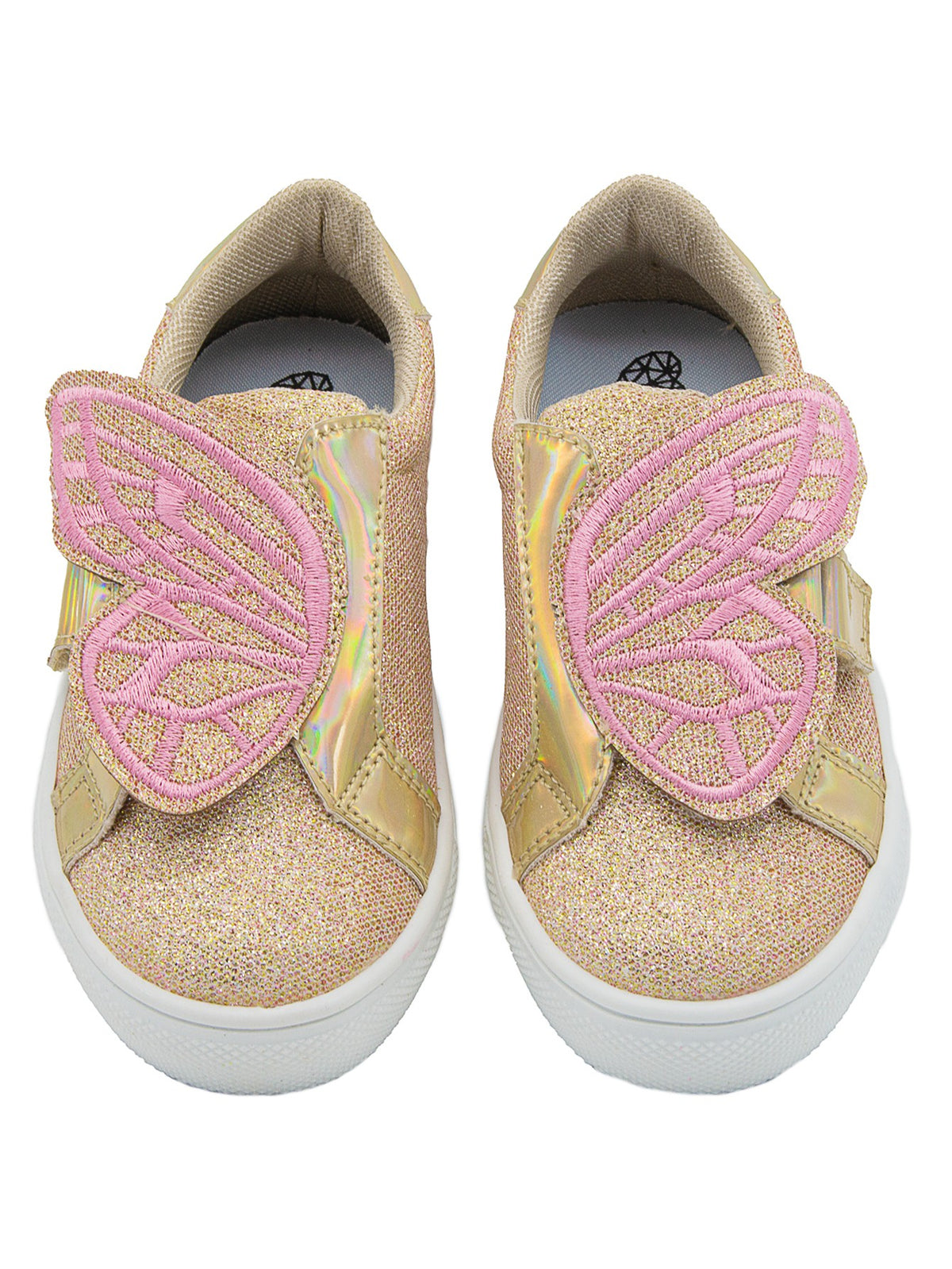 Tenis Casuales Niña Glitter Oro Rosa Mariposa Tropicana
