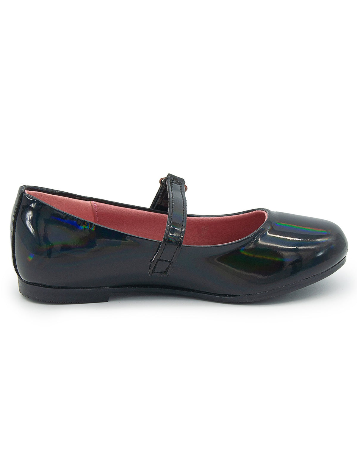 Zapato Escolar Niña Mary Jane Charol Negro Tornasol Tropicana