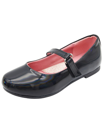 Zapato Escolar Niña Mary Jane Charol Negro Tornasol Tropicana