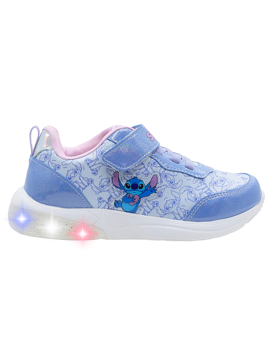 Tenis Niña Stitch Disney Luces LED glitter Tropicana