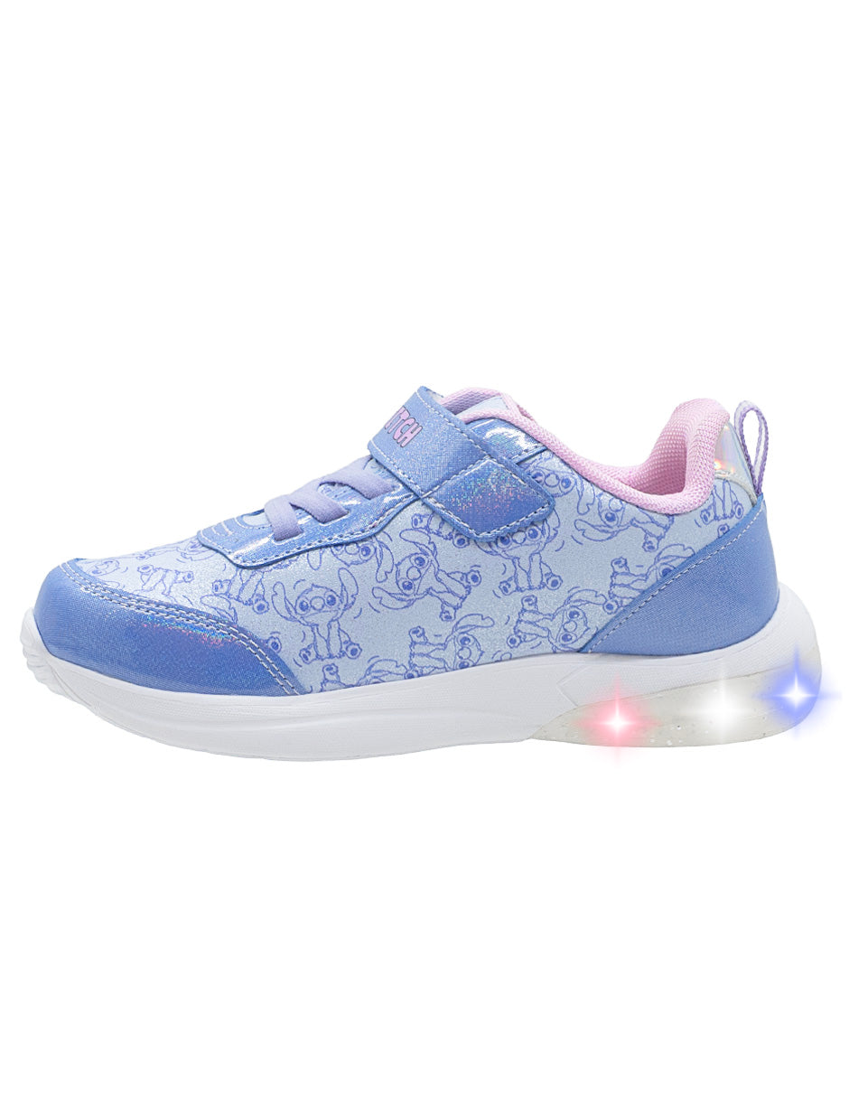 Tenis Niña Stitch Disney Luces LED glitter Tropicana