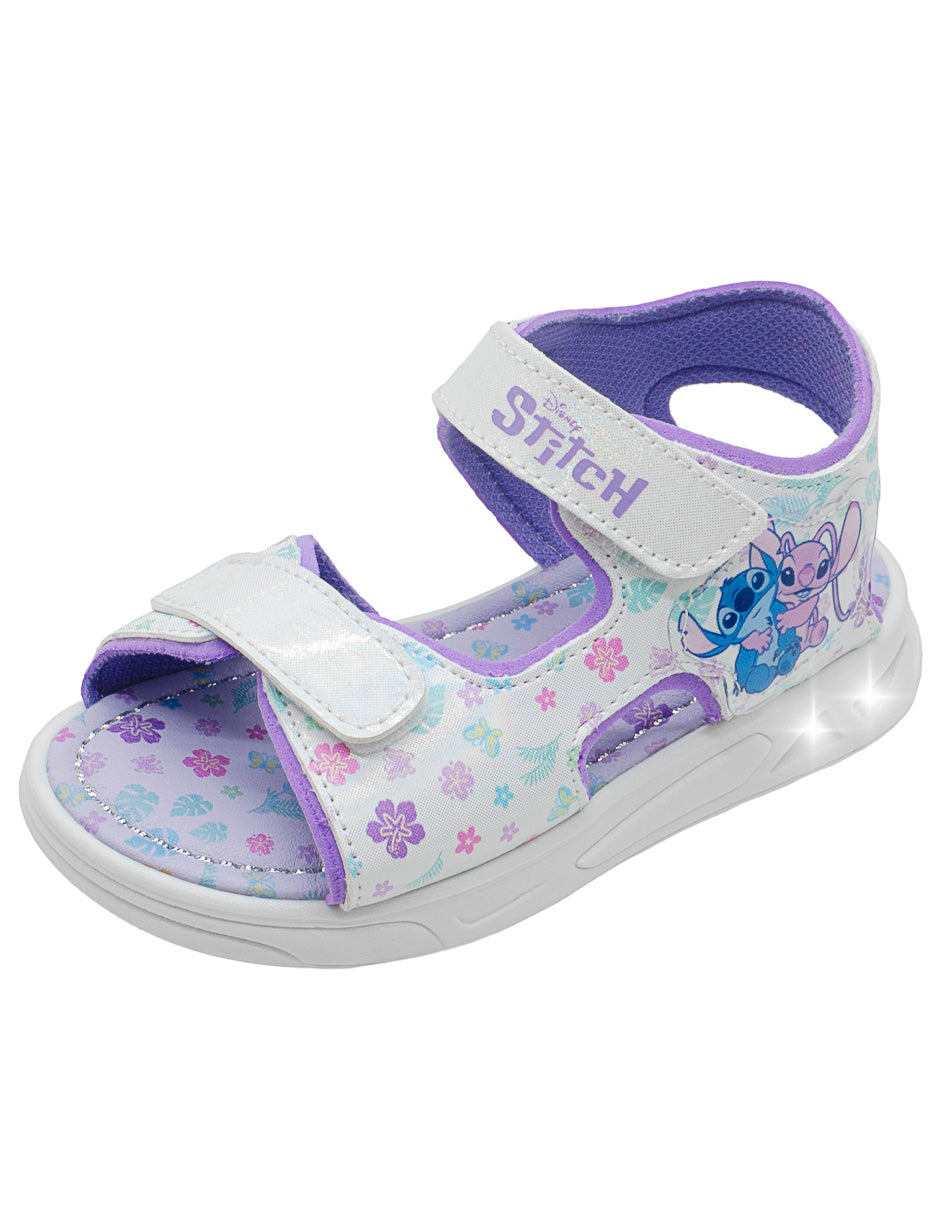 Sandalia Niña Disney Stitch Luces LED Blanca Tropicana