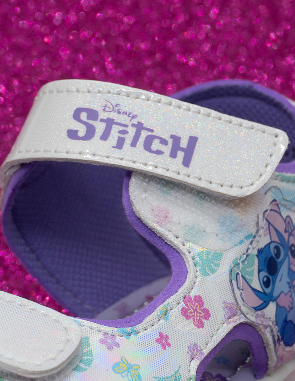 Sandalia Niña Disney Stitch Luces LED Blanca Tropicana