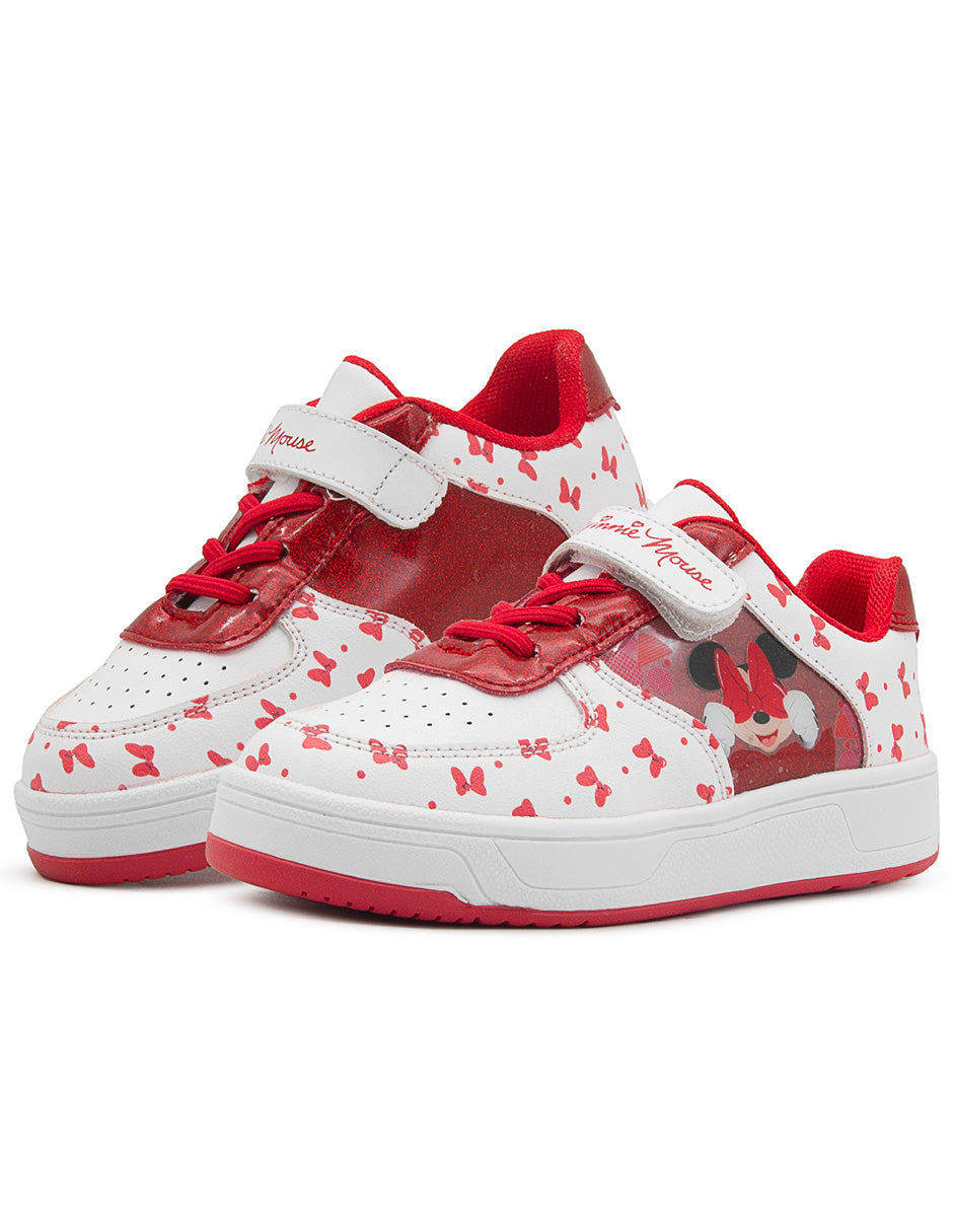 Tenis Niña Disney Minnie Mouse – Blanco Rojo Glitter Tropicana
